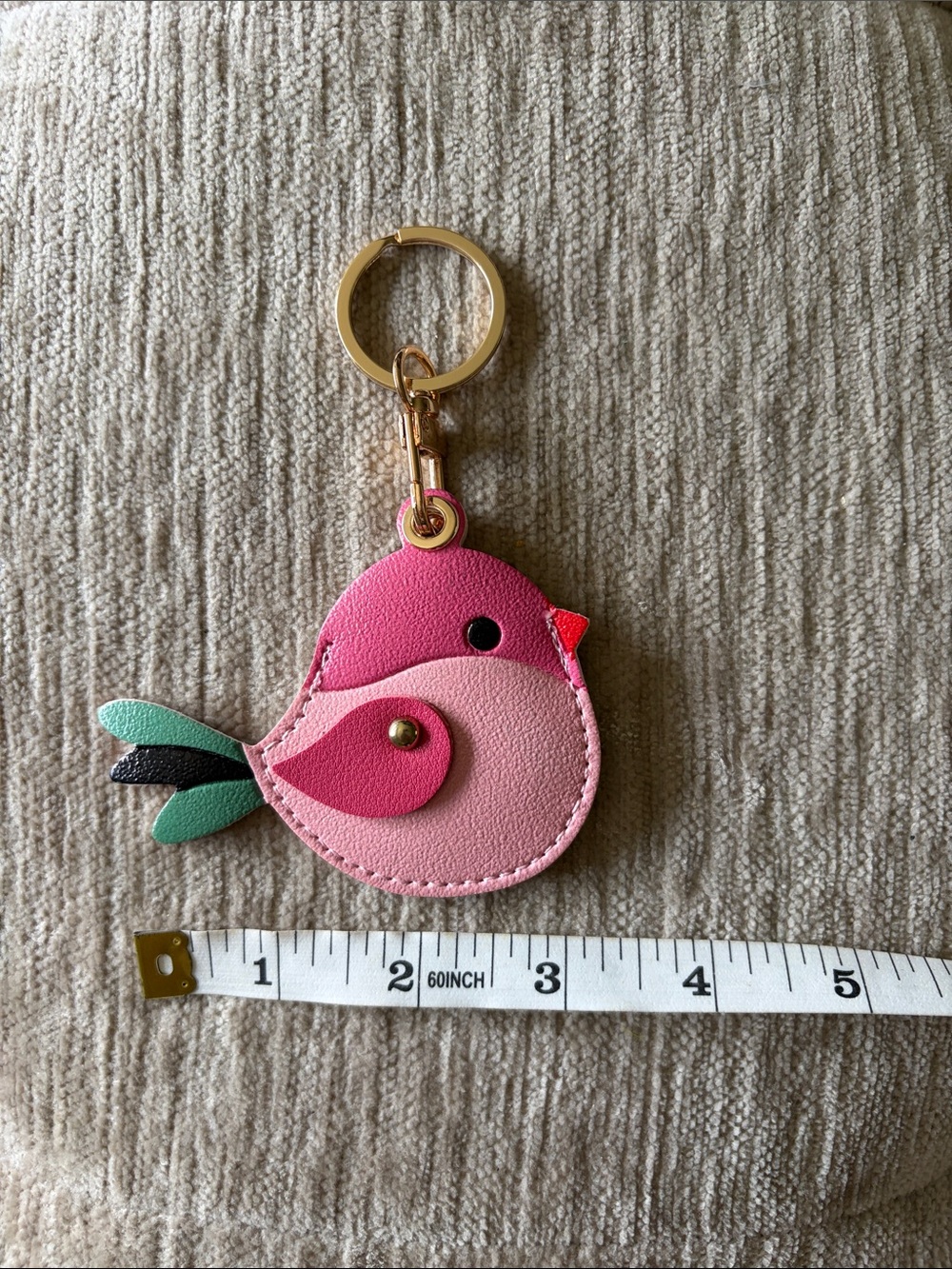 NEW Pink Bird Faux Leather Keychain Key Ring Bag Charm Accessories - Picture 5 of 5